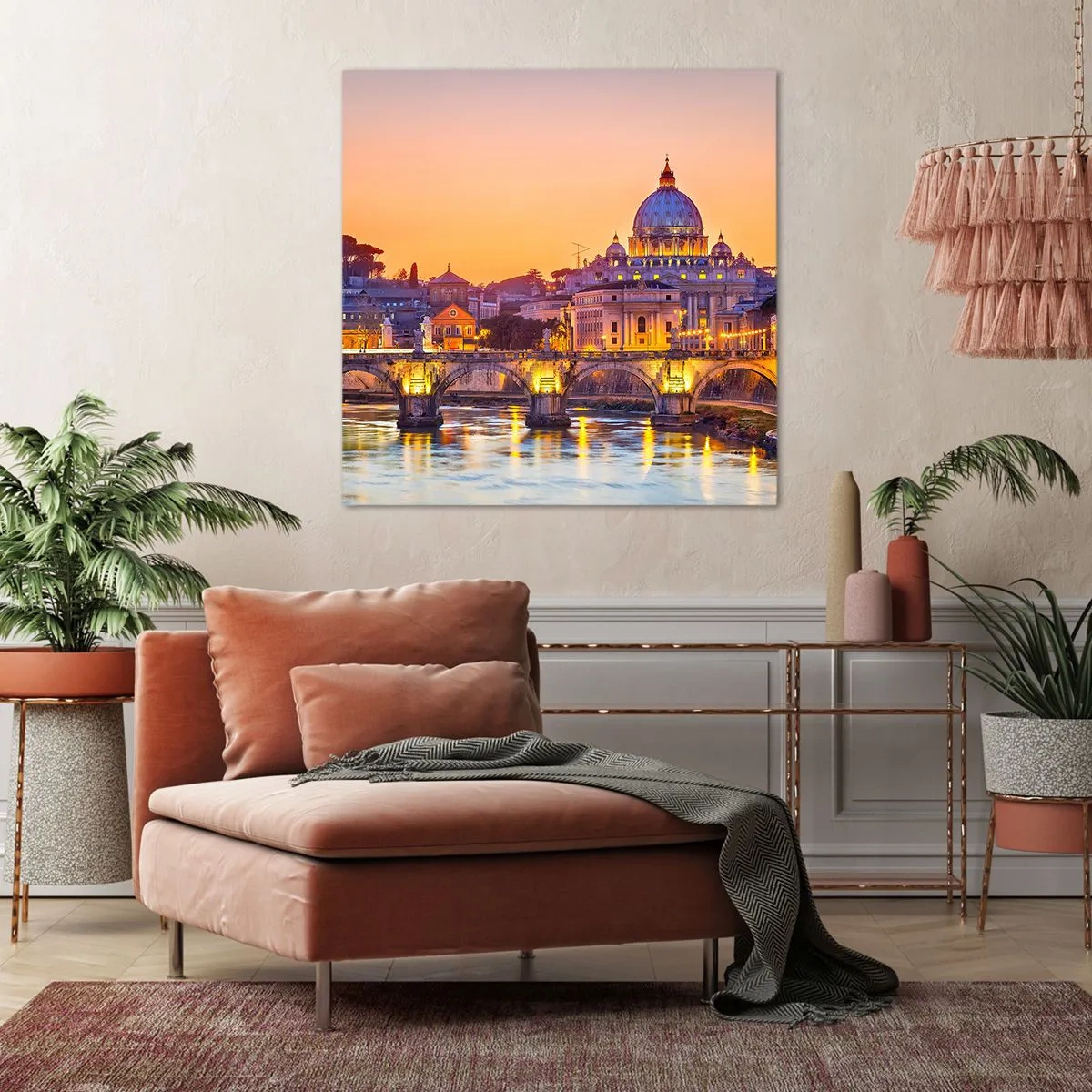 Impression sur toile - Image sur toile - Coucher de soleil sur la ville éternelle - 30x30 cm