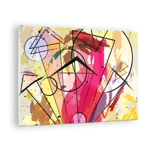 Impression sur verre - Image sur verre - Abstraction colorée avec des motifs et des lignes géométriques - 70x50cm - Explosion - Décoration murale moderne pour le salon et la chambre ARTTOR