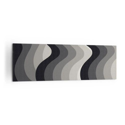 Impression sur toile - Image sur toile - Motifs ondulés noirs et blancs dans des tons de gris - 160x50cm - Vague après vague - Décoration murale moderne pour le salon et la chambre ARTTOR