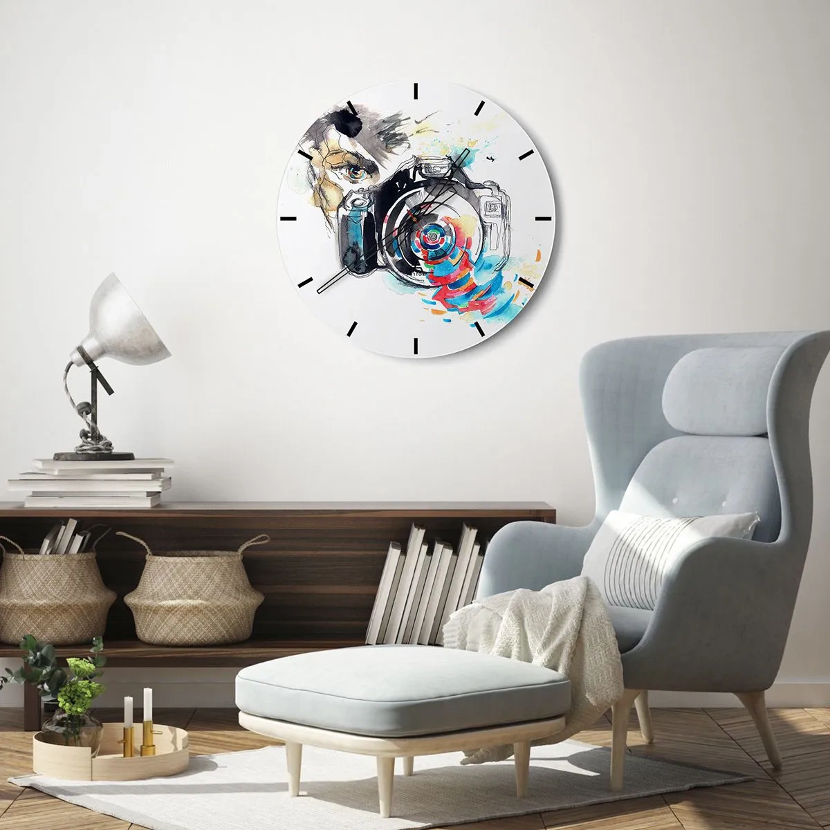 Horloge murale - Pendule murale - Dans l'oeil de l'objectif - 40x40 cm