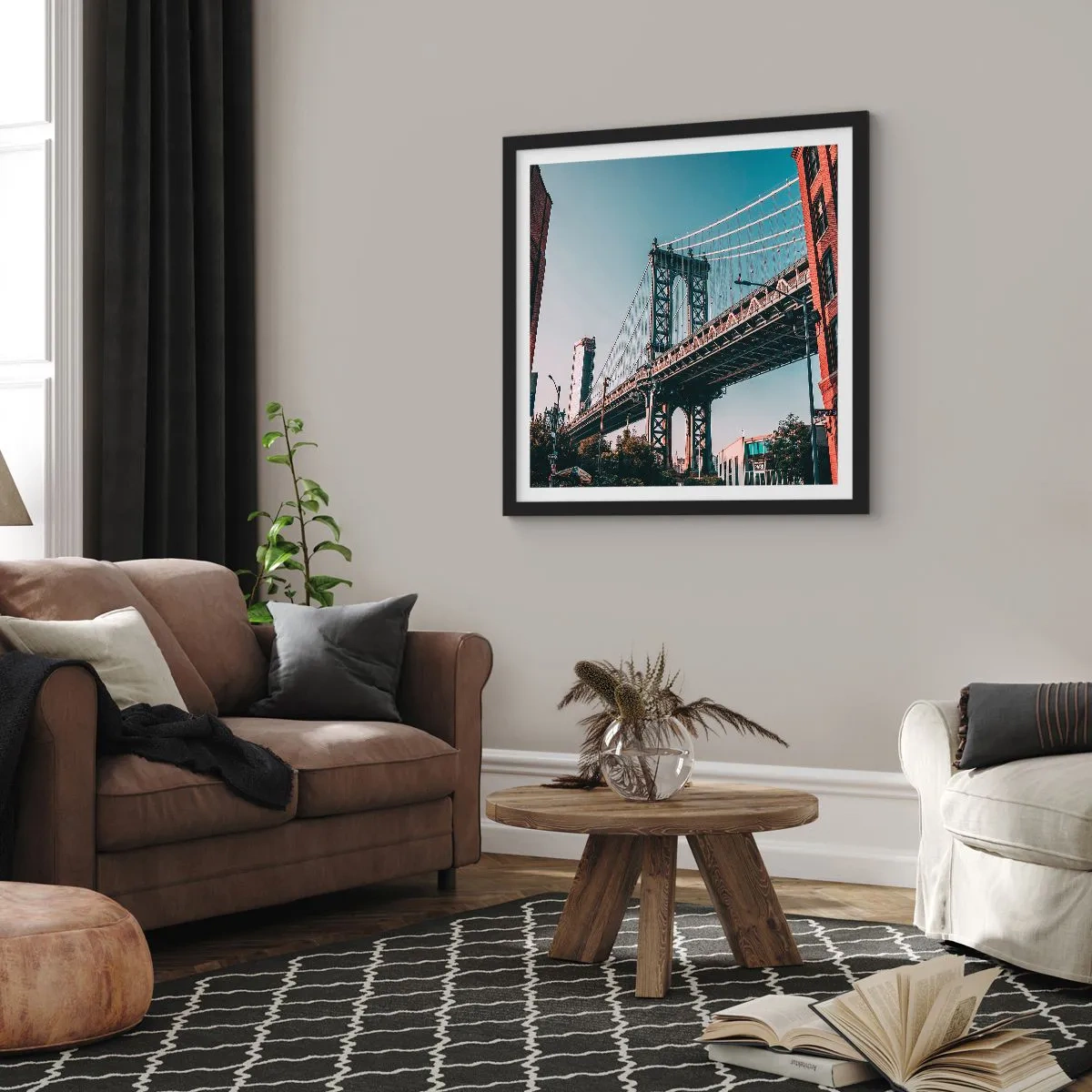 Affiche dans un cadre noir - Poster - Sur les vagues de la ville - 40x40 cm