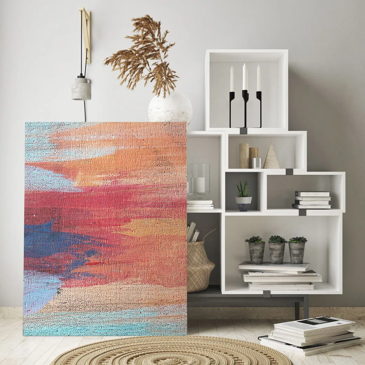 Impression sur verre - Image sur verre - Coups de pinceau abstraits et colorés - 70x100cm - Ecoulement de l'arc-en ciel - Décoration murale moderne pour le salon et la chambre ARTTOR