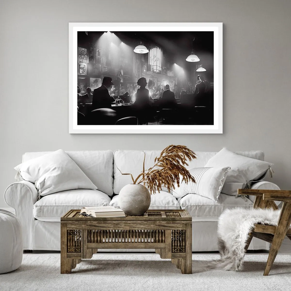 Affiche dans un cadre blanc - Poster - Dans une ambiance jazz - 40x40 cm
