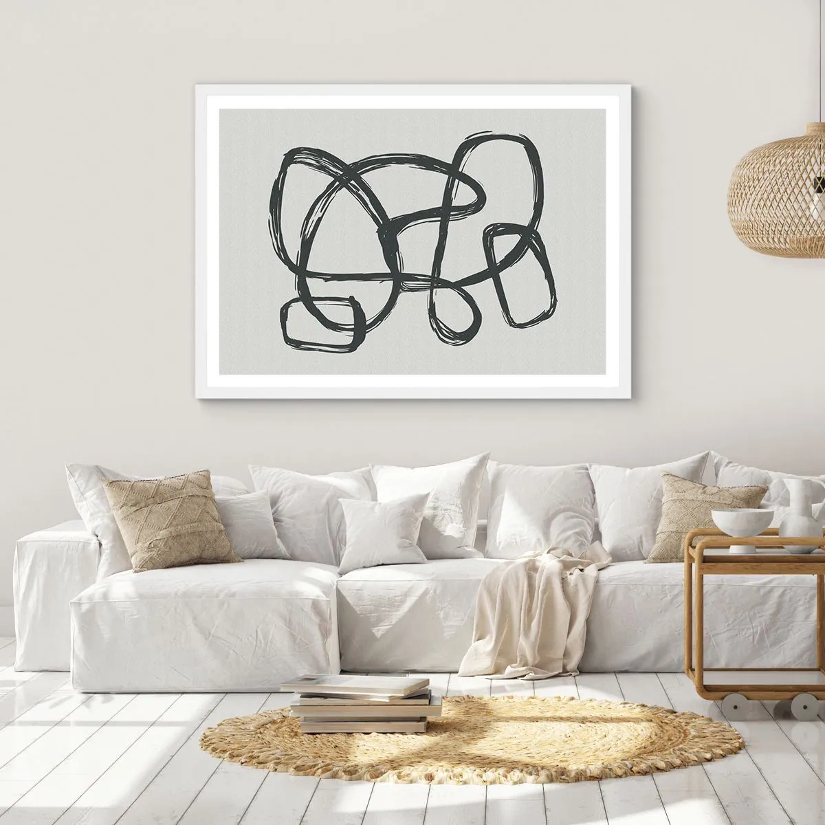 Affiche dans un cadre blanc - Poster - Abstraction en boucle - 91x61 cm