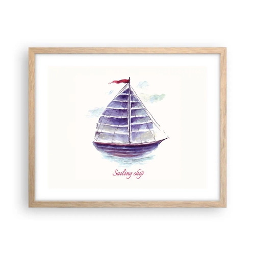 Affiche dans un chêne clair - Poster - Plein de voiles et d’eau calme - 50x40 cm