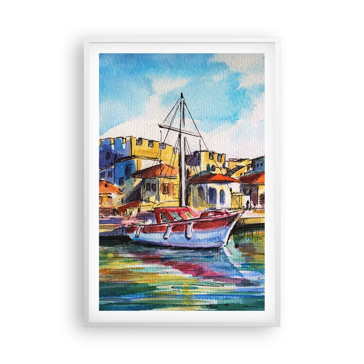 Affiche dans un cadre blanc - Poster - Après-midi arc-en-ciel - 61x91 cm