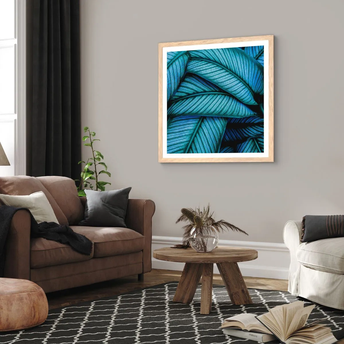 Affiche dans un chêne clair - Poster - Lignes de vie - 30x30 cm