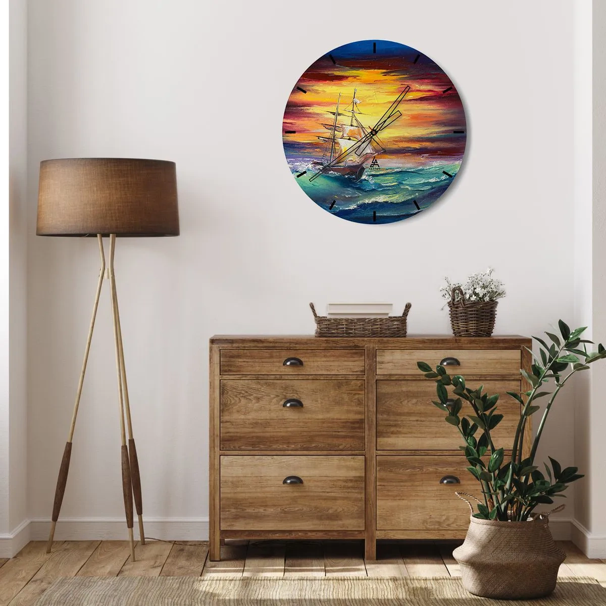 Horloge murale - Pendule murale - Courageusement sous les vagues - 40x40 cm