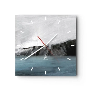 Horloge murale - Pendule murale - Paysage abstrait avec de l'eau et un rivage rocheux - 30x30cm - Eau – terre : choc des éléments - Décoration murale moderne pour le salon et la chambre ARTTOR