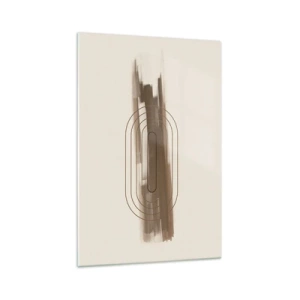 Impression sur verre - Image sur verre - Une composition minimaliste dans les tons beige et gris avec un motif géométrique - 70x100cm - Parfum de gris - Décoration murale moderne pour le salon et la chambre ARTTOR