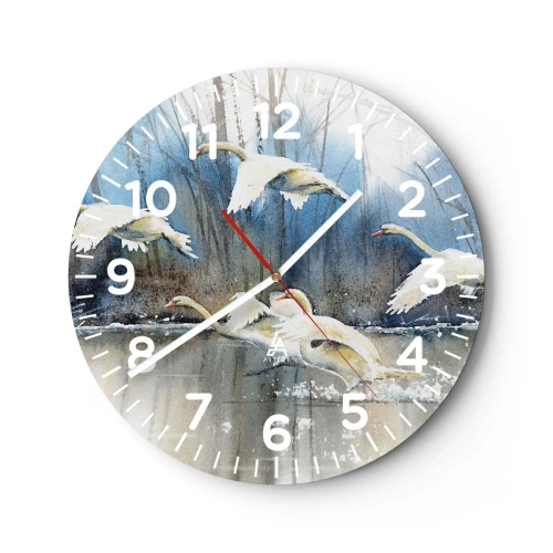 Horloge murale - Pendule murale - Comme dans un conte de fées sur les cygnes sauvages - 40x40 cm