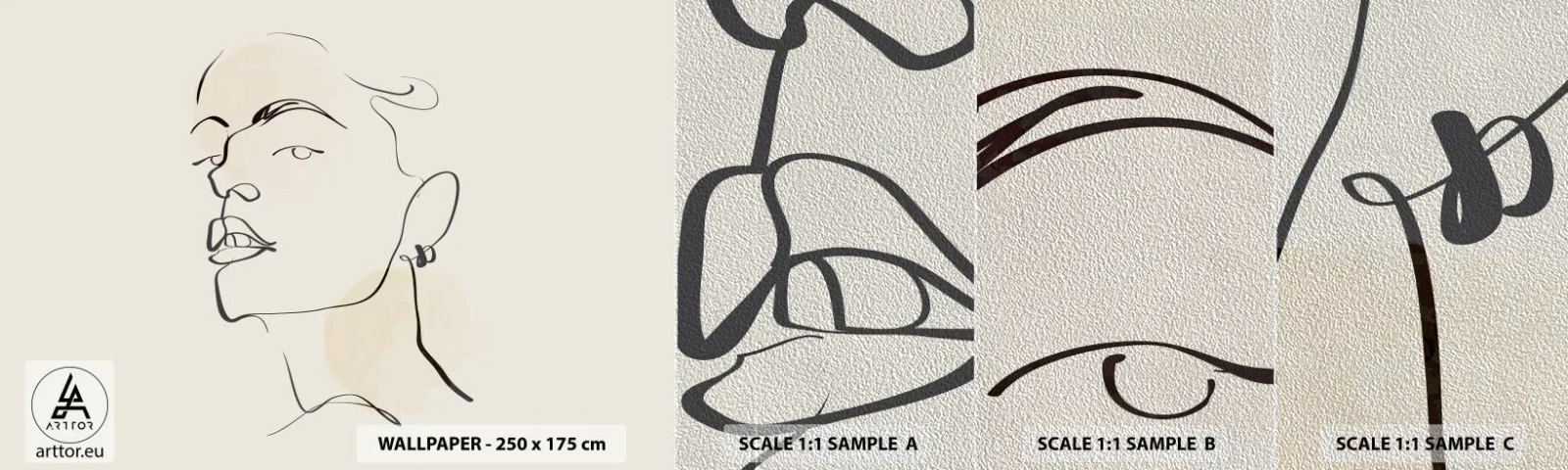 Échantillon de Papier Peint Premium Sand - Regard fier - Visage de femme, Portrait d'une femme, Graphique - 100x30 cm