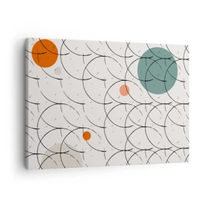 Impression sur toile - Image sur toile - Motif géométrique avec des cercles colorés sur un fond clair - 70x50cm - Dans l'esprit pop art - Décoration murale moderne pour le salon et la chambre ARTTOR