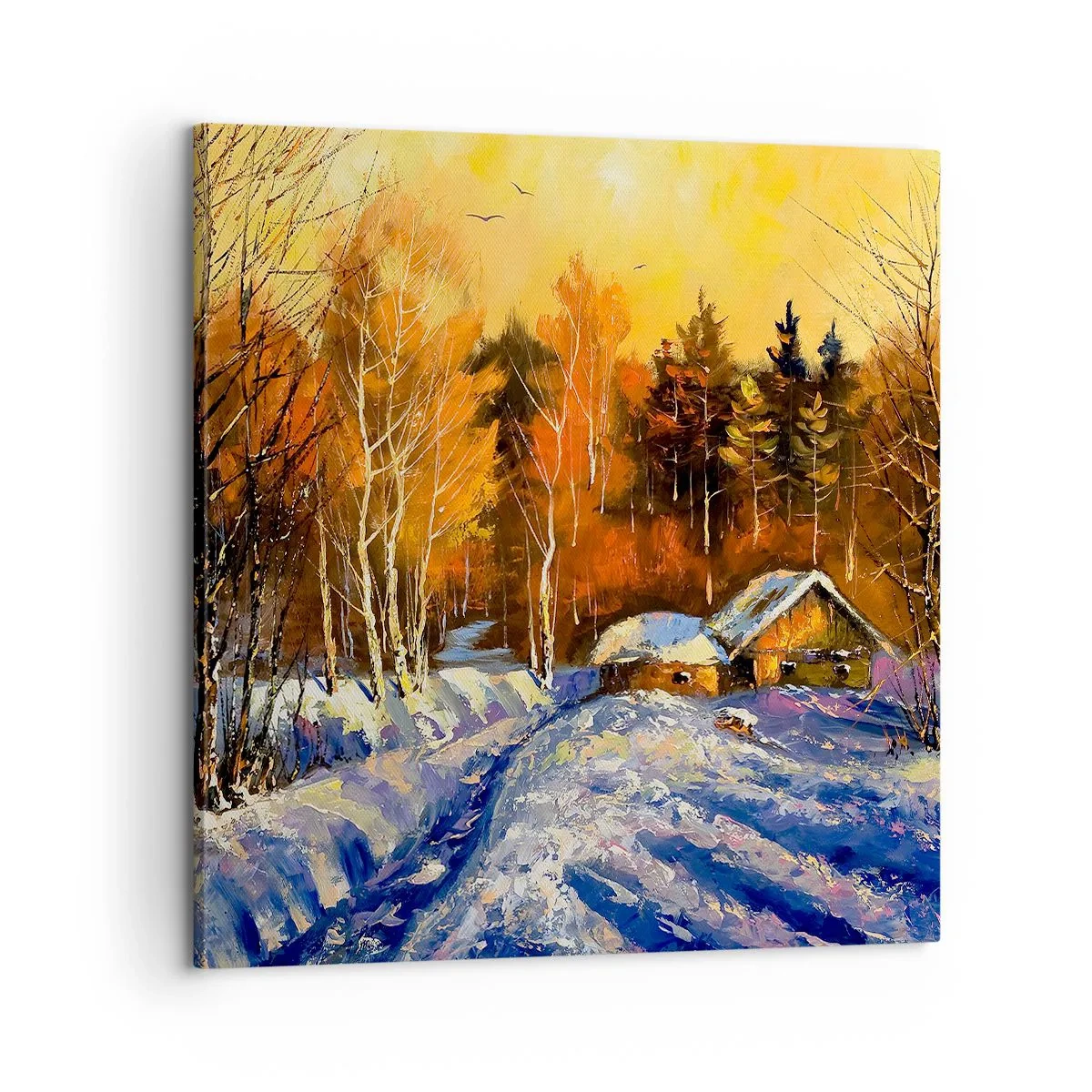 Impression sur toile - Image sur toile - Impression d'hiver au soleil - 60x60 cm