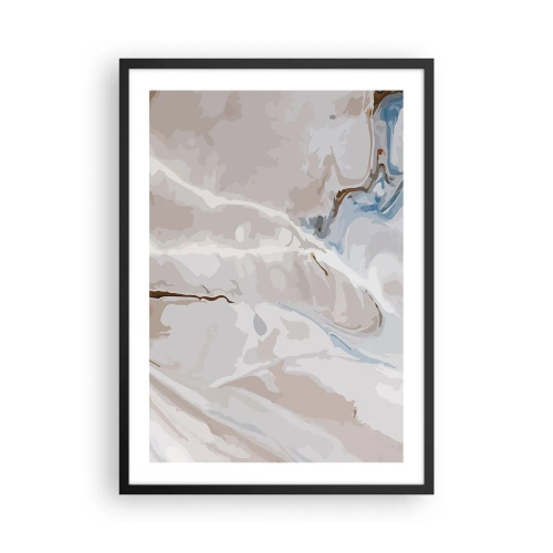Affiche dans un cadre noir - Poster - Motif marbré dans des tons délicats de beige et de bleu - 50x70cm - Le bleu serpente sous le blanc - Décoration murale moderne pour le salon et la chambre ARTTOR