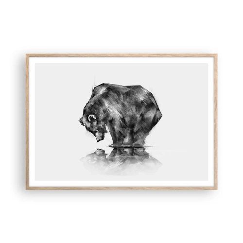 Affiche dans un chêne clair - Poster - Ravi de rencontrer quelqu'un de proche - 100x70 cm