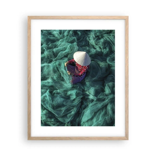 Affiche dans un chêne clair - Poster - Dans une mer de filet - 40x50 cm