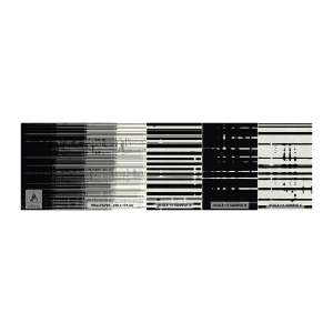 Échantillon de Papier Peint Premium Sand - Ondes et vibrations - Noir et blanc, Codes-barres, Lignes - 100x30 cm