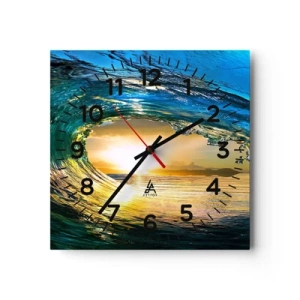 Horloge murale - Pendule murale - Dans un éclat émeraude-or - 40x40 cm