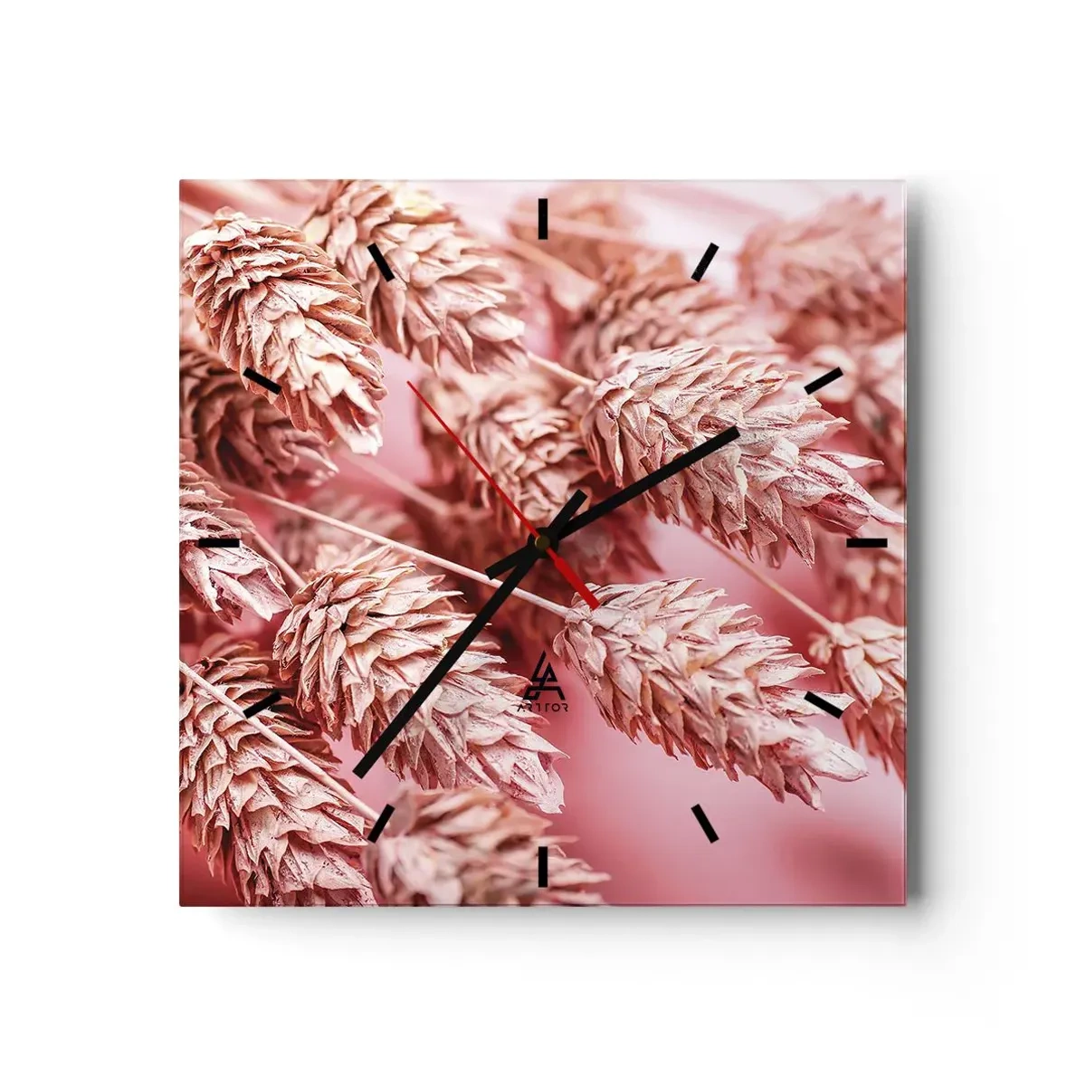 Horloge murale - Pendule murale - Gros plan des oreilles teintées de rose - 30x30cm - Une cascade florale en rose - Décoration murale moderne pour le salon et la chambre ARTTOR