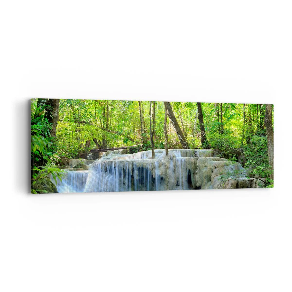 Impression sur toile - Image sur toile - Se noyer dans le turquoise et le vert - 90x30 cm