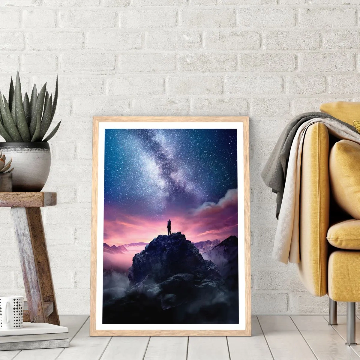 Affiche dans un chêne clair - Poster - Et il a ressenti la vie - 70x100 cm