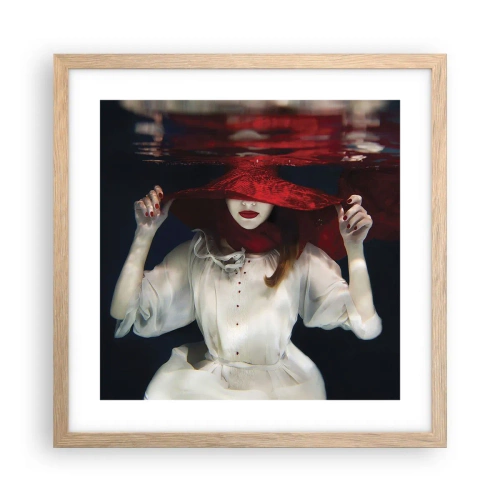 Affiche dans un chêne clair - Poster - Femme mystérieuse - 40x40 cm