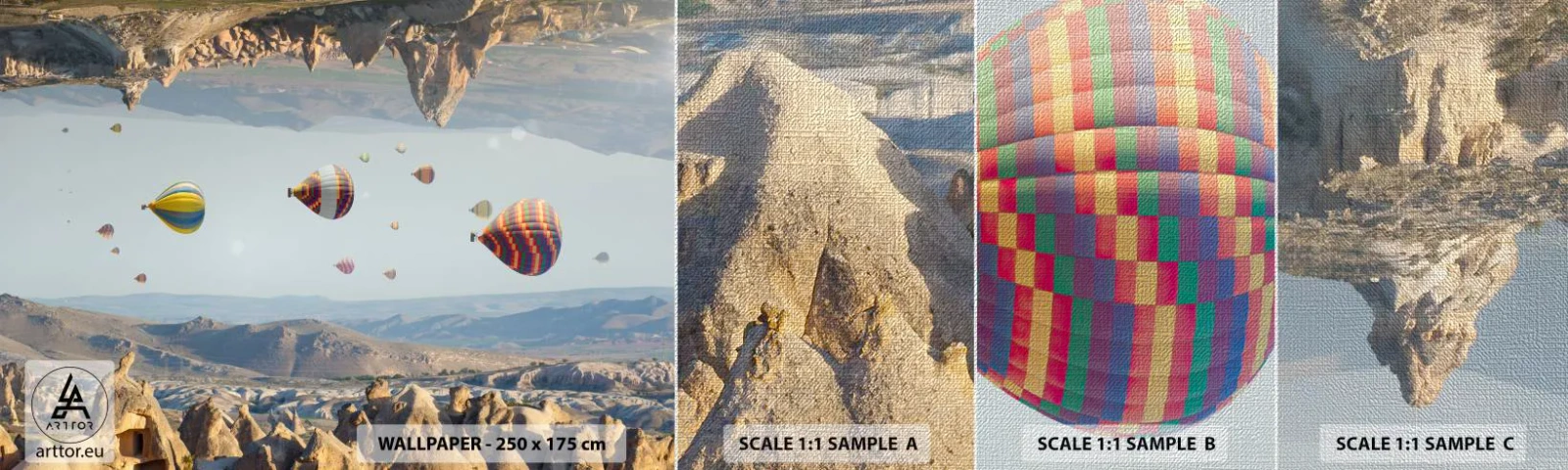 Échantillon de Papier Peint Premium Canvas - Ici, tout est possible - Abstraction, des ballons, Paysage - 100x30 cm