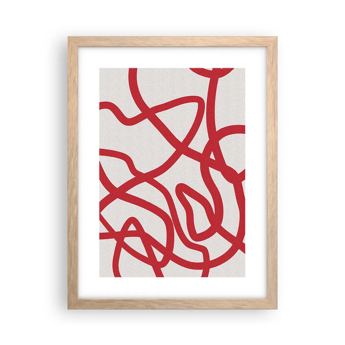 Affiche dans un chêne clair - Poster - Rouge sur blanc - 30x40 cm