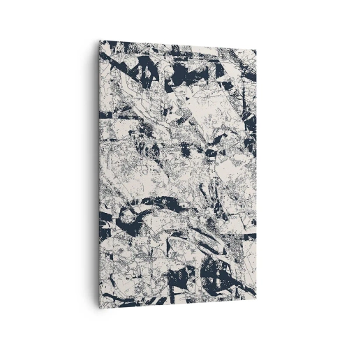 Impression sur toile - Image sur toile - Composition abstraite en noir et blanc avec une mise en page dynamique - 80x120cm - Interpénétration des contraires - Décoration murale moderne pour le salon et la chambre ARTTOR