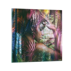 Impression sur verre - Image sur verre - Dame Nature dans la jungle - 70x70 cm