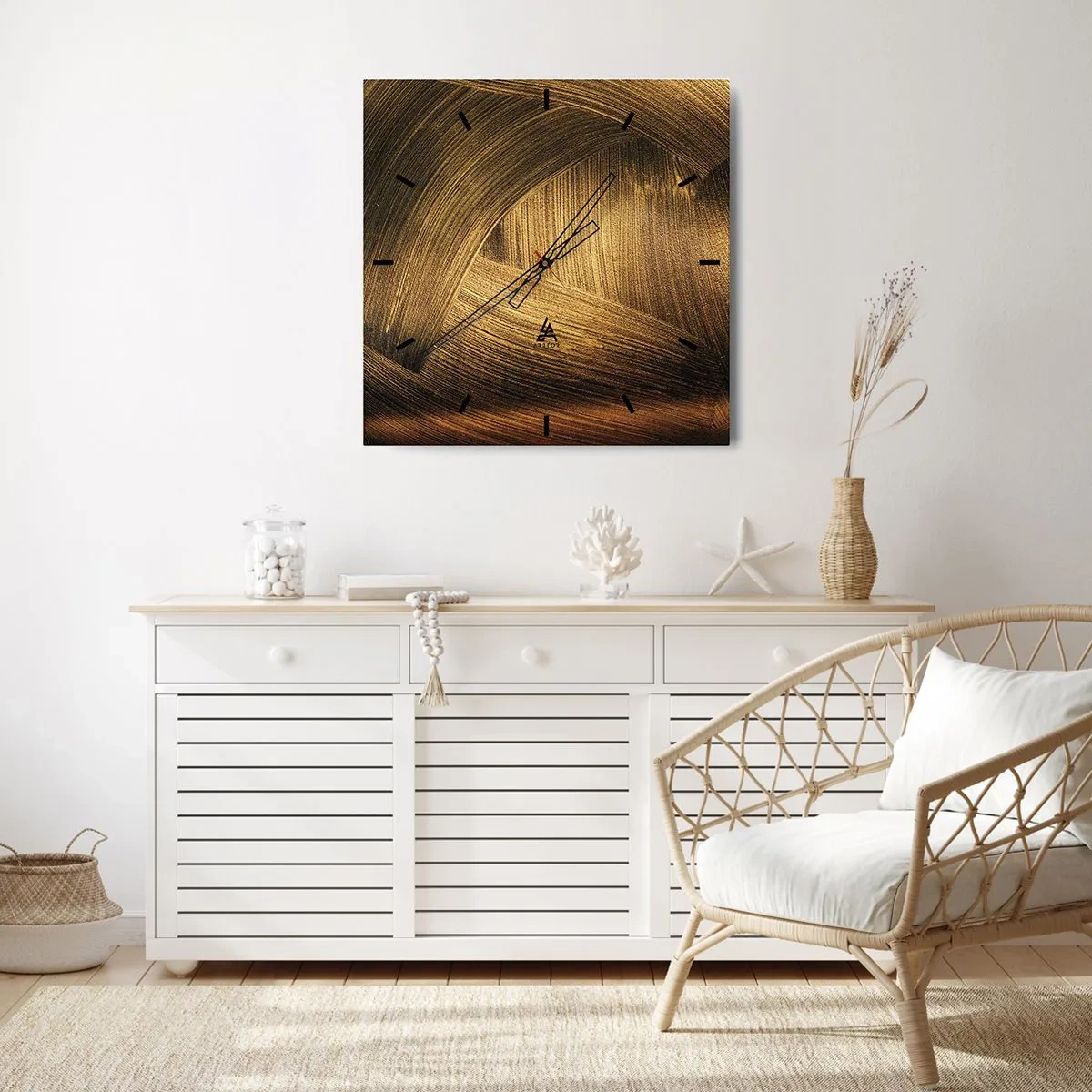 Horloge murale - Pendule murale - Dans un labyrinthe en or - 40x40 cm