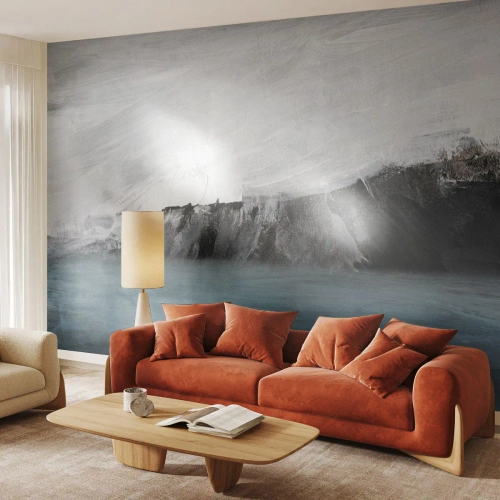 Papier Peint Photo Premium Canvas - Paysage abstrait avec de l'eau et un rivage rocheux - 100x70cm - Eau – terre : choc des éléments - Décoration murale moderne pour le salon et la chambre ARTTOR