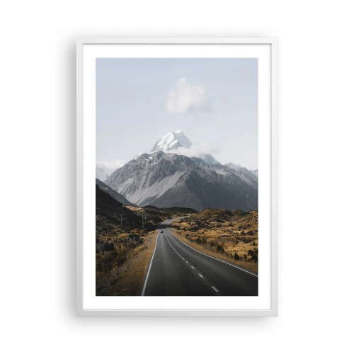 Affiche dans un cadre blanc - Poster - Chemin vers le coeur de la montagne - 50x70 cm