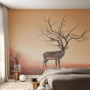 Papier Peint Photo Premium Canvas - Cerf de Pra - l'esprit éternel de la forêt - Abstraction, Cerf, Nature - 450x315 cm
