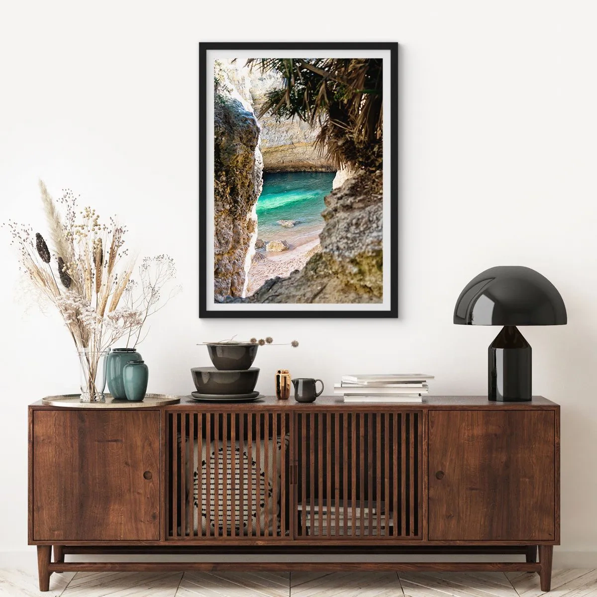 Affiche dans un cadre noir - Poster - Baie turquoise - 30x40 cm