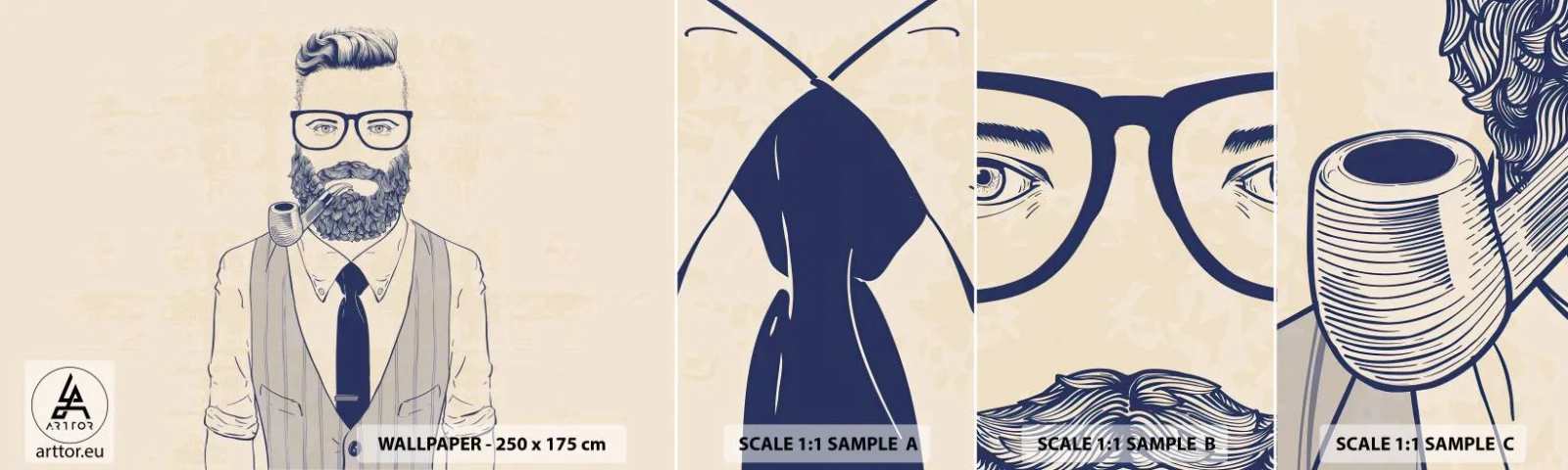 Échantillon De Papier Peint Standard Eco - Gai, masculin et à la mode - Homme, Abstraction, Tuyau - 100x30 cm