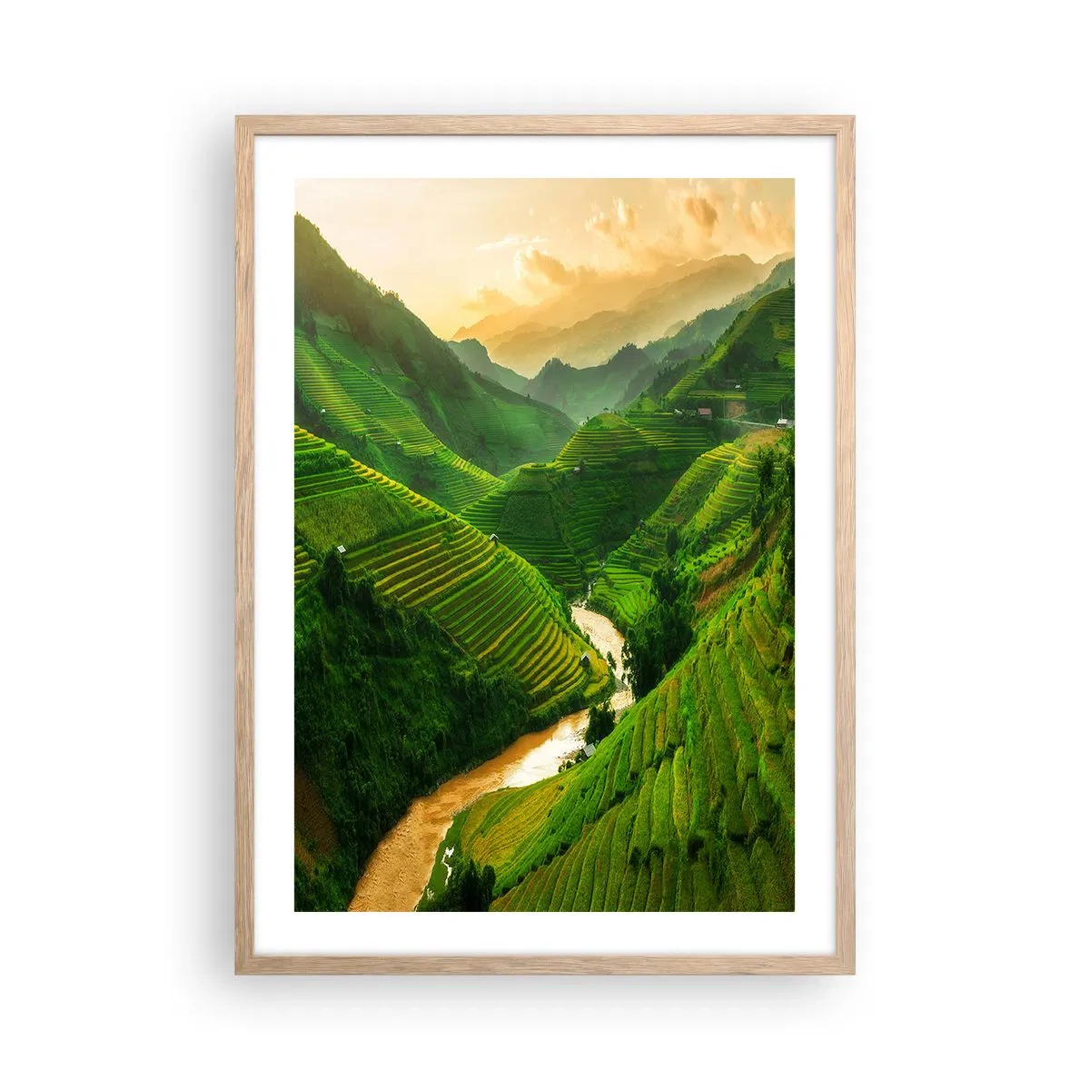 Affiche dans un chêne clair - Poster - Vallée vietnamienne - 50x70 cm