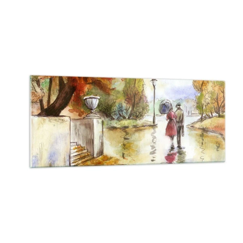 Impression sur verre - Image sur verre - Automne romantique dans le parc - 100x40 cm