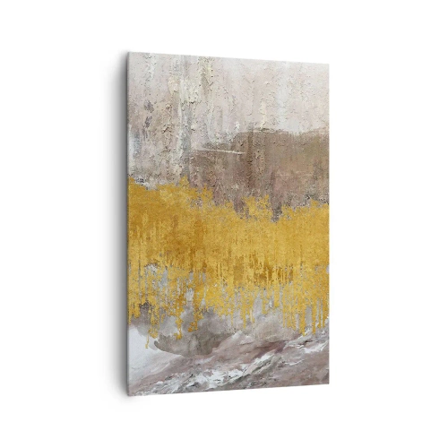 Impression sur toile - Image sur toile - Motif abstrait doré et beige - 80x120cm - Une explosion d'or - Décoration murale moderne pour le salon et la chambre ARTTOR