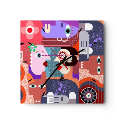 Horloge murale - Pendule murale - Les yeux dans les yeux - 40x40 cm