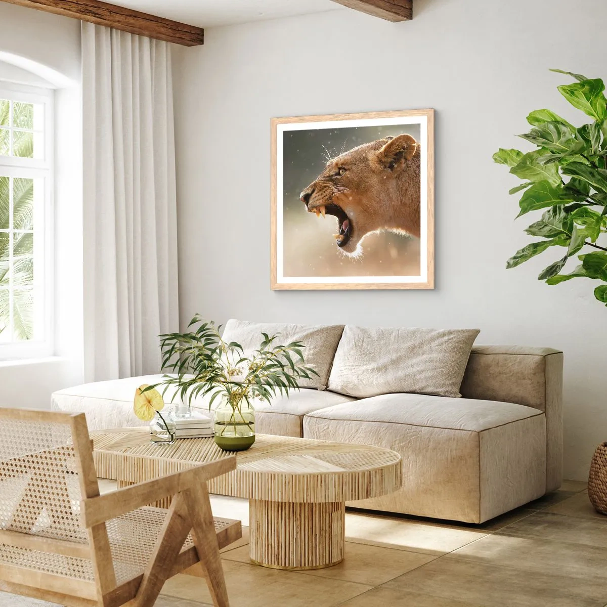 Affiche dans un chêne clair - Poster - Essayez de ne pas écouter - 60x60 cm