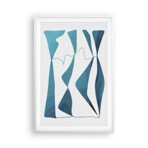 Affiche dans un cadre blanc - Poster - Abstraction : composé turquoise - 61x91 cm