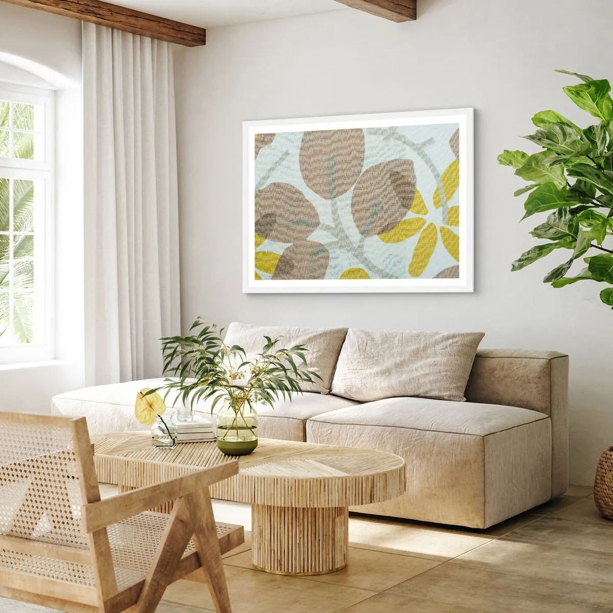 Affiche dans un cadre blanc - Poster - Composition en plein soleil - 91x61 cm