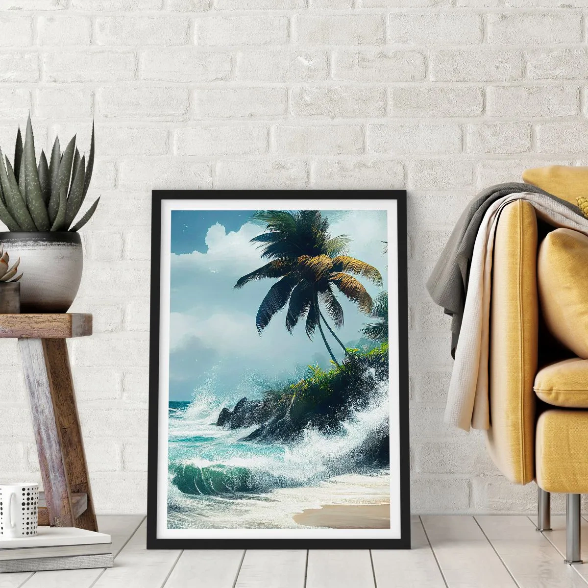 Affiche dans un cadre noir - Poster - Sur une côte tropicale - 30x40 cm
