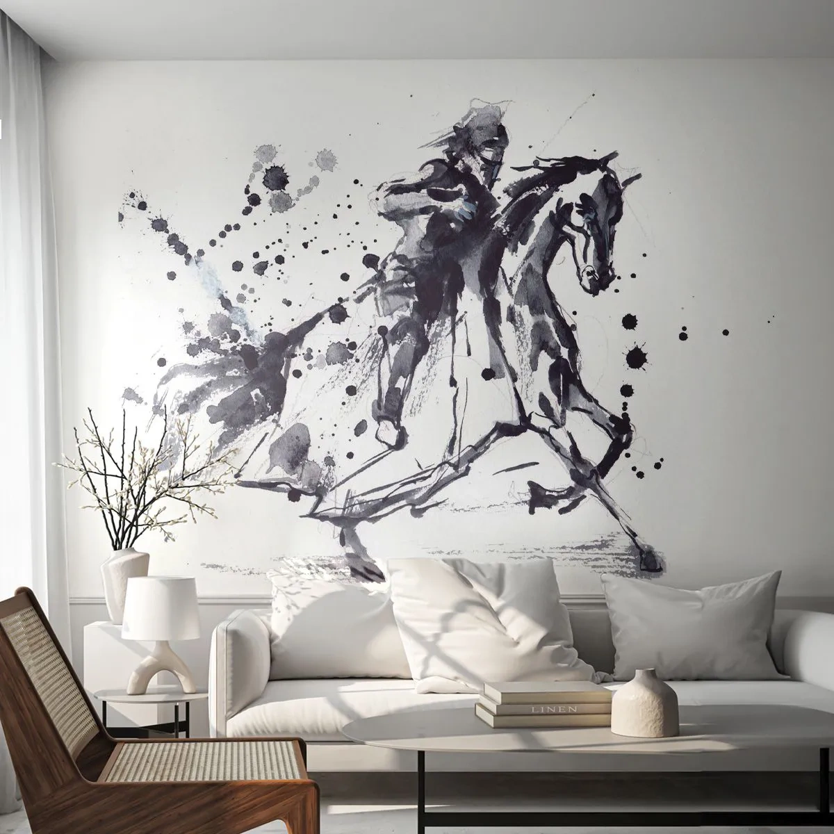 Papier Peint Autocollant Deluxe Sticker - Chevalier noir - Abstraction, Chevalier à cheval, Armure de chevalier - 250x175 cm