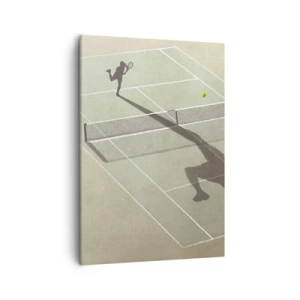 Impression sur toile - Image sur toile - L'ombre d'un joueur de tennis sur le court pendant un match de tennis - 50x70cm - Dépassement de soi - Décoration murale moderne pour le salon et la chambre ARTTOR