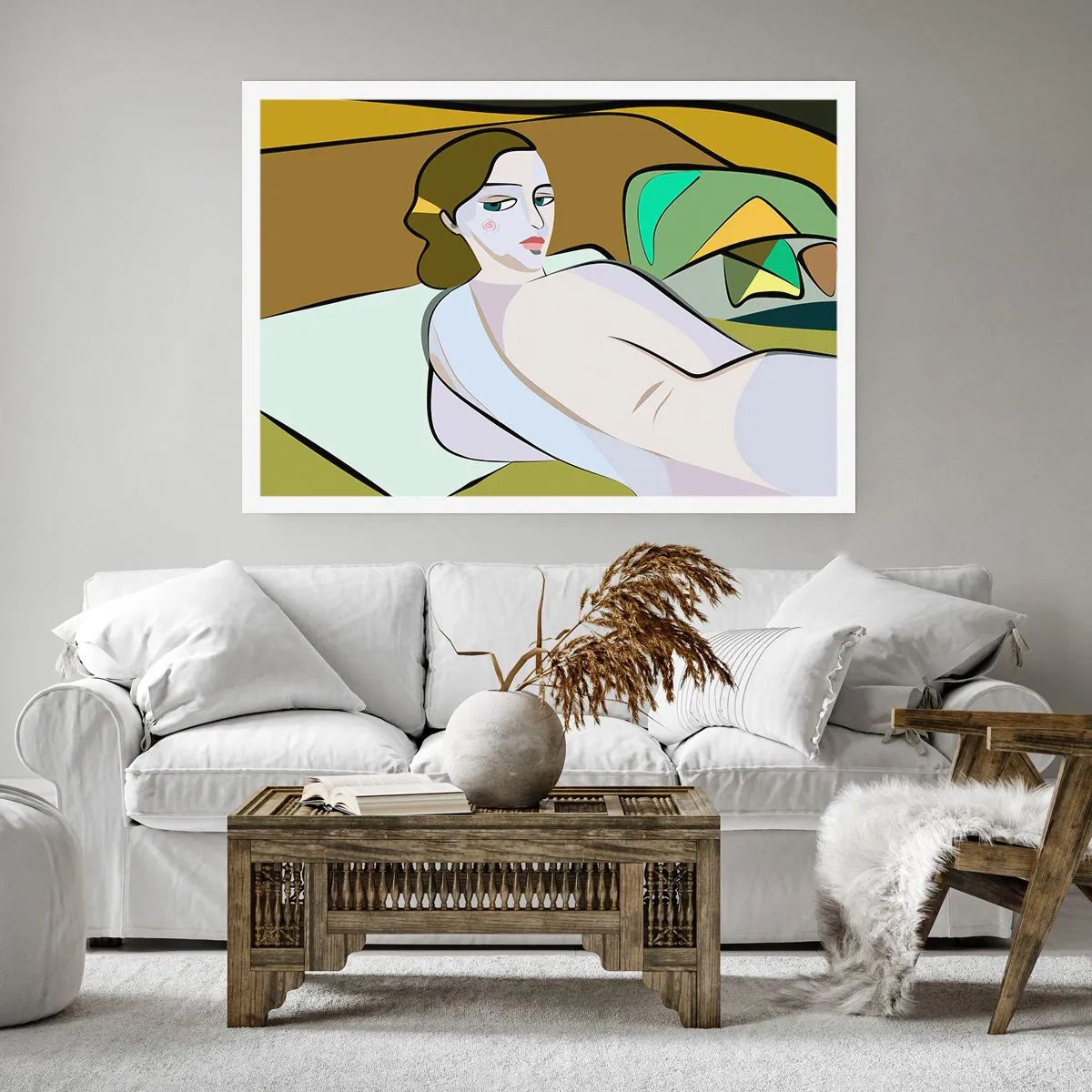 Affiche - Poster - Figure abstraite dans un style moderne - 100x70cm - Portrait intime - Décoration murale moderne pour le salon et la chambre ARTTOR