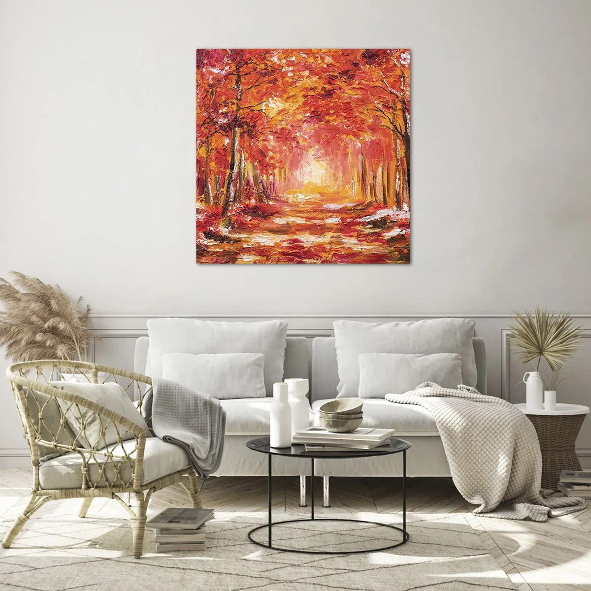 Impression sur verre - Image sur verre - Forêt de cuivre - 50x50 cm