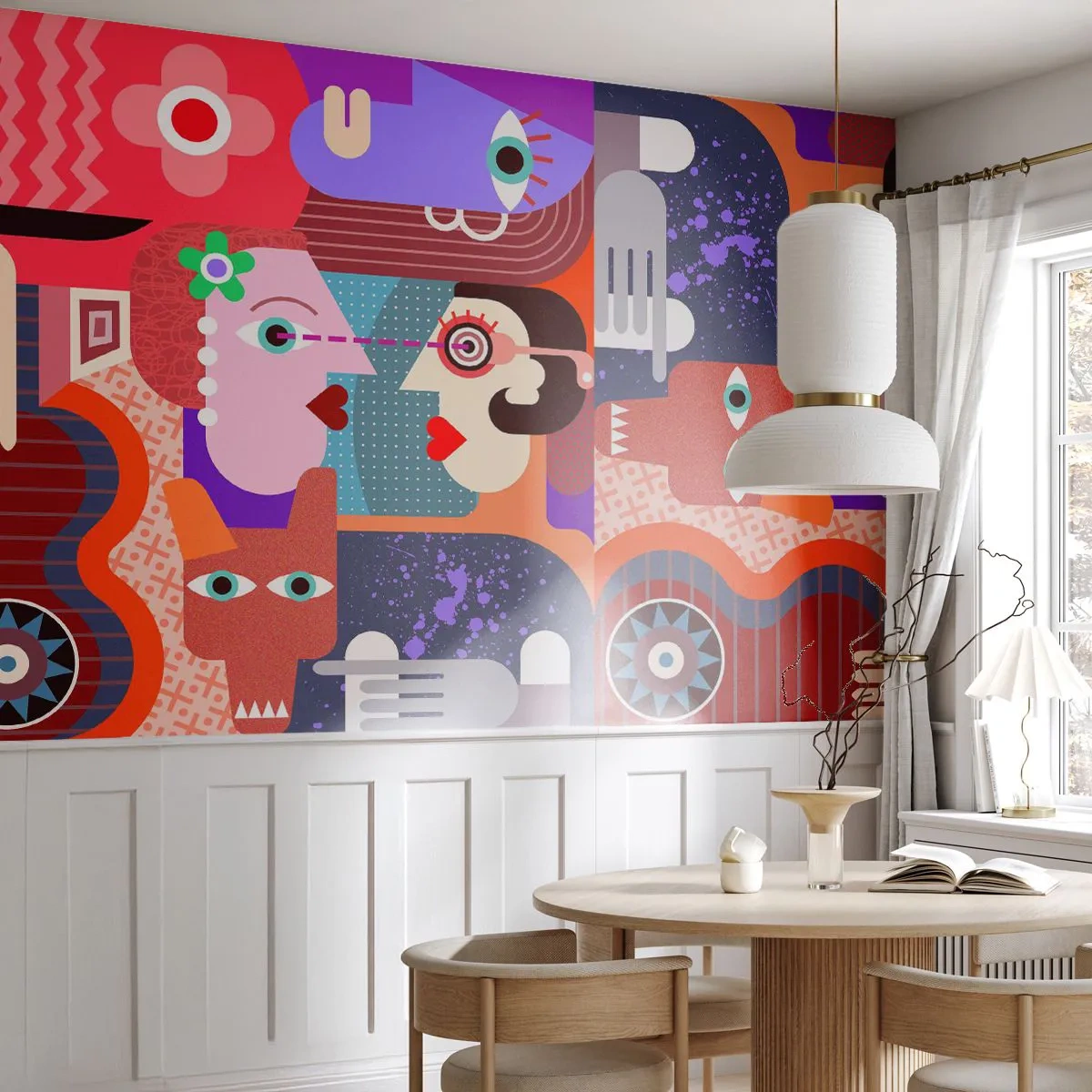 Papier Peint Autocollant Deluxe Sticker - Les yeux dans les yeux - Abstraction, Morceau, Visages - 250x175 cm